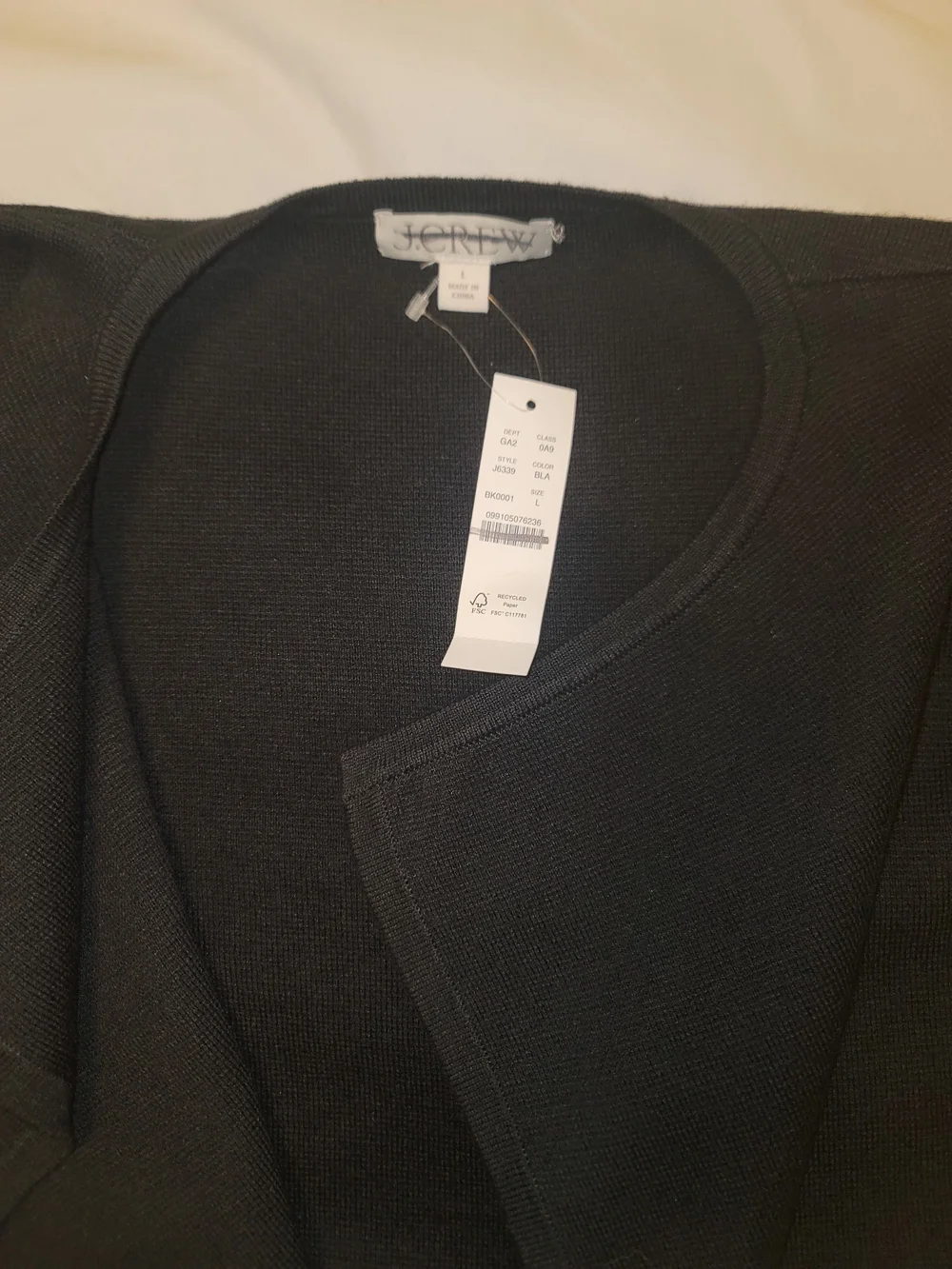 J. Crew Juliette Collarless Sweater Blazer L Black Metino Wool Cotton NWT $158